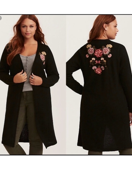 torrid Sweaters - Torrid Floral Embroidered Cardigan Duster
